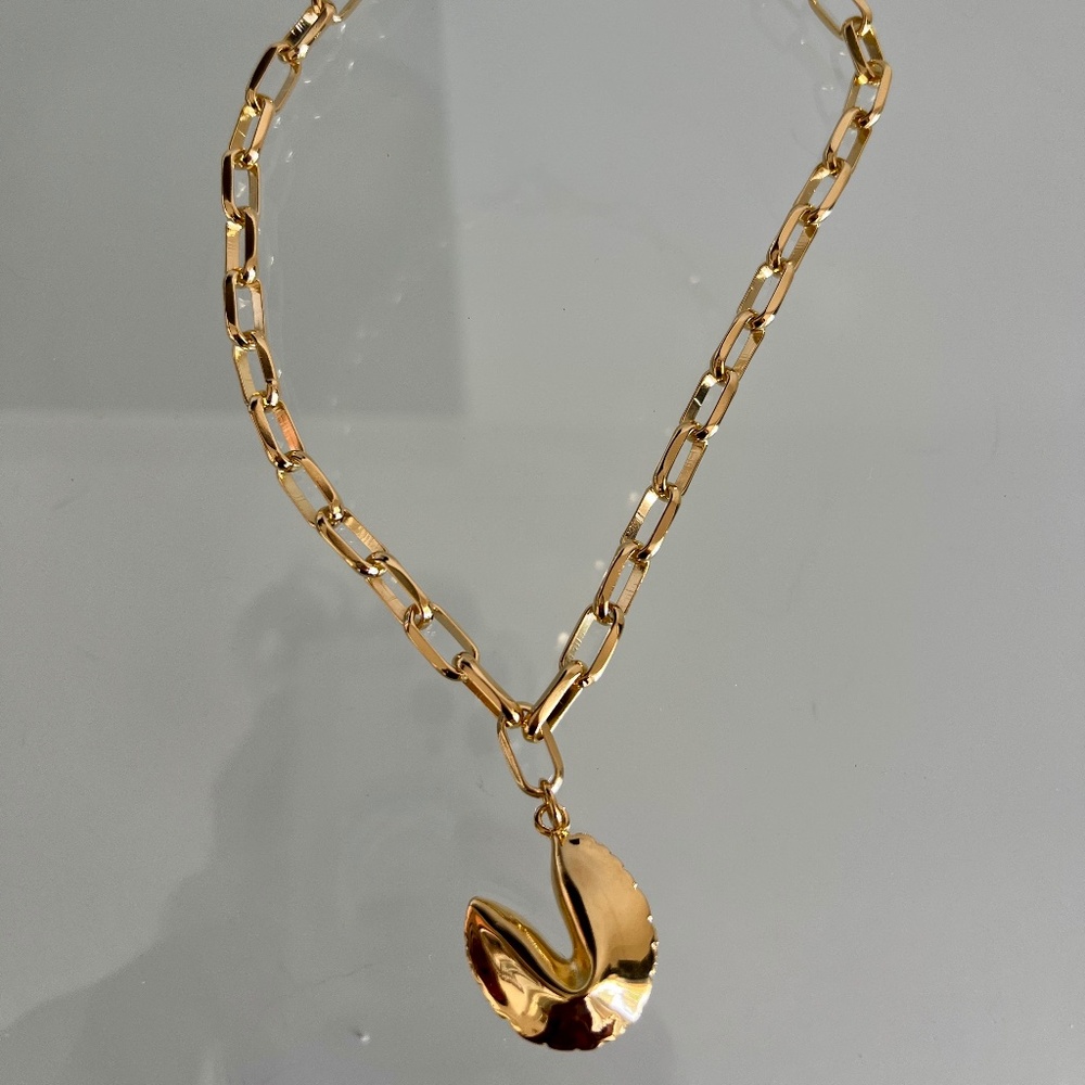 MARTHA CALVO Good Fortune Cookie 14K Gold Plated Necklace